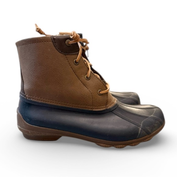 Sperry Shoes - Sperry Top-Sider Saltwater Duck Boots Brown & Navy Blue Women’s Size 8M